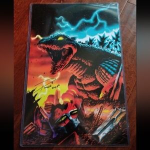 Godzilla Vs Mighty Morphin Power Rangers Poncho 11 X 17 Signed+COA Art Print